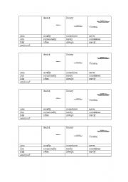 English Worksheet: Frequency grid