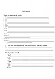 English worksheet: Numbers test