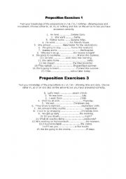 English worksheet: preposition exercises
