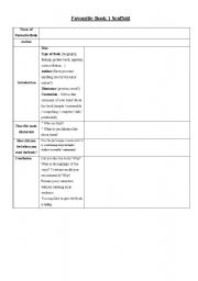 English worksheet: Favourite Book Scaffold