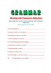 English worksheet: Working with Possessive Adjectives