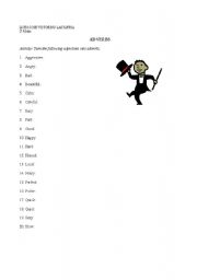 English Worksheet: ADVERBS TO ADJECTIVES