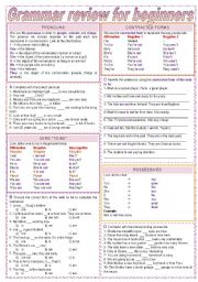 Grammar Review for Beginners - 3-page review, 14 different exercises, fully editable, with keys included