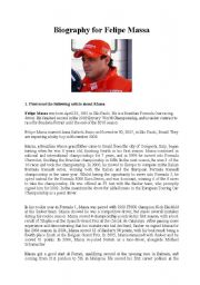 English Worksheet: Biography for Felipe Massa