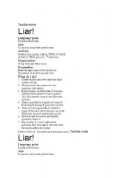 English Worksheet: Liars handout