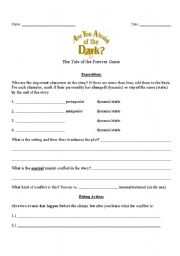 English Worksheet: Are You Afraid of the Dark?  The Tale of the Forever Game