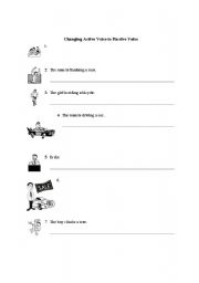 English Worksheet: active to passive