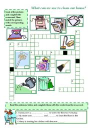 English Worksheet: What can we use to clean our house?
