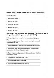 English worksheet: sport questions