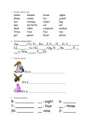 English Worksheet: My first words in English