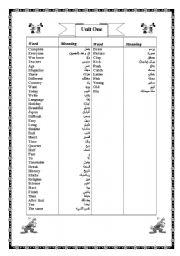 English worksheet: general vocabulary with test