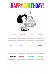 English Worksheet: Happy Birthday Mafalda