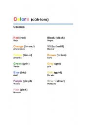 English worksheet: Colors + pronunciation (de yucatan, MX)
