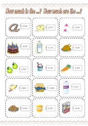English Worksheet: How much is the ...? How much are the ...? GAME (2) (3 PAGES)