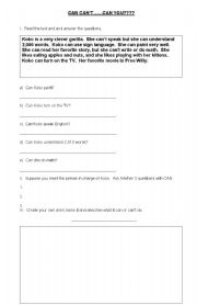 English worksheet: CAN CAN`T 