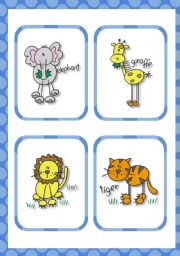 Zoo friends flash cards (15 cards)