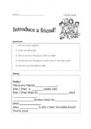 English Worksheet: Introduce a friend