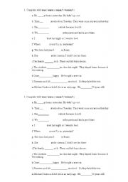 English Worksheet: was/were/wasnt/werent