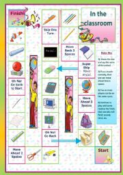 English Worksheet: In the classroom - game