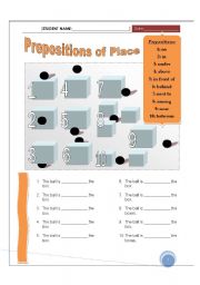 English Worksheet: Prepositions of Place, 3 WS