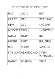 English worksheet: City_adjectives