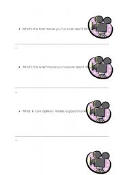 English Worksheet: Movies - generic questions