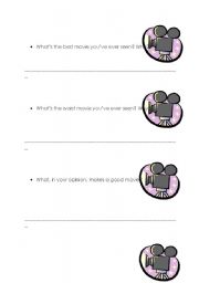 English worksheet: Movies - generic questions