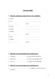 English Worksheet: A ready made test about the past simple