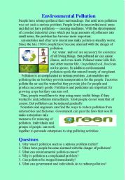 English Worksheet: Environmental Pollution