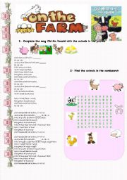 English Worksheet: Farm animals and the Old MacDonalds song