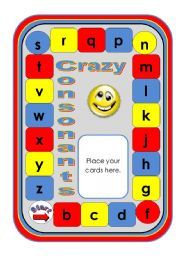 Crazy Consonants Game with Dice Cards (Black and White Version Included)