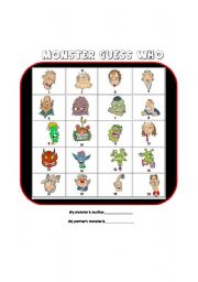 English Worksheet: Monster Guess Who??? Great Game for Describing Facial Features