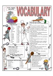RECYCLING VOCABULARY - TOPIC: FOOD - FRUIT - VEGETABLES. Elementary and up