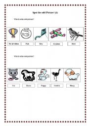 English worksheet: odd pictures 1