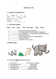 English Worksheet: Comperatives and question words