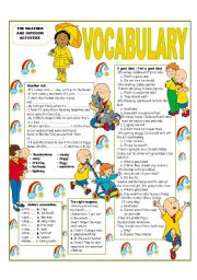 English Worksheet: RECYCLING VOCABULARY - TOPIC: THE WEATHER AND OUTDOOR ACTIVITIES . Elementary and up.