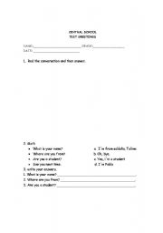 English worksheet: greeting test