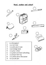 English Worksheet: adjectives and school