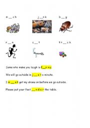 English Worksheet: Short U words with pictures