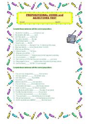 Prepositional Verbs and Adjectives test