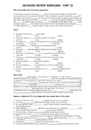 English Worksheet: ADVANCED REVIEW EXERCISES - PART II