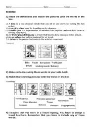 English Worksheet: transport and tourism