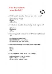 English worksheet: What do you know about football?
