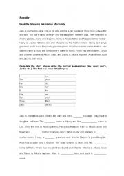 English Worksheet: Family - Worksheet