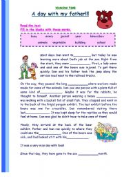 English Worksheet: Reading Comprehension: A day with my father!!!!