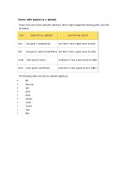 English worksheet: Verbs with adjective x adverb