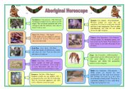 English Worksheet: Aboriginal horoscope (character adjectives)