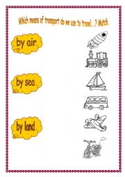 English Worksheet: wHICH MEANS OF TRANSPORT DO WE USE TO TRAVEL...?MATCH