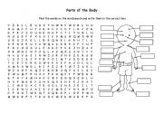 Parts of the Body Wordsearch