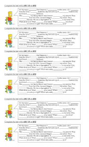 English Worksheet: verb to be -The Simpsons